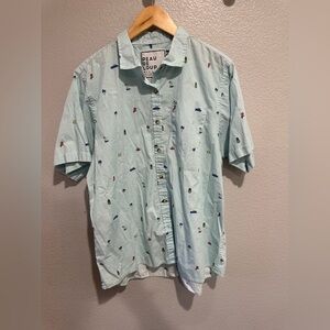 Peau De Loup Mint Green Unisex Shirt with tropical Motifs